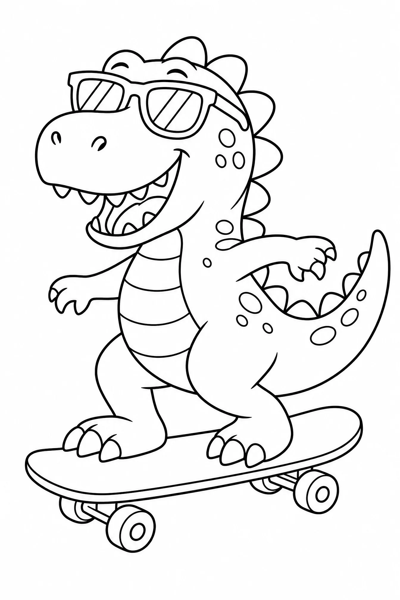 Skateboarding dinosaur coloring page made with Zolliemake
